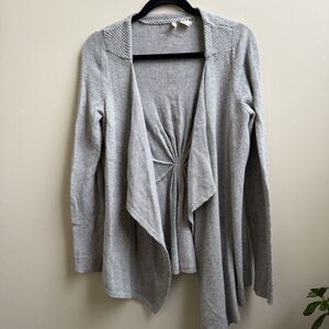 Moth Anthropologie Sweater Gray Knit Open Front Cotton/wool Cardigan Size S